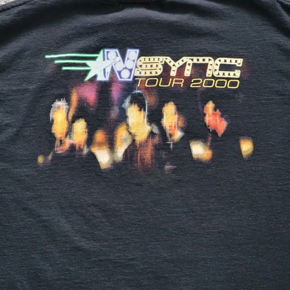 Vintage NSYNC Tour 2000 Band T Shirt Black Winterland Paper Tag Double Sided Y2K